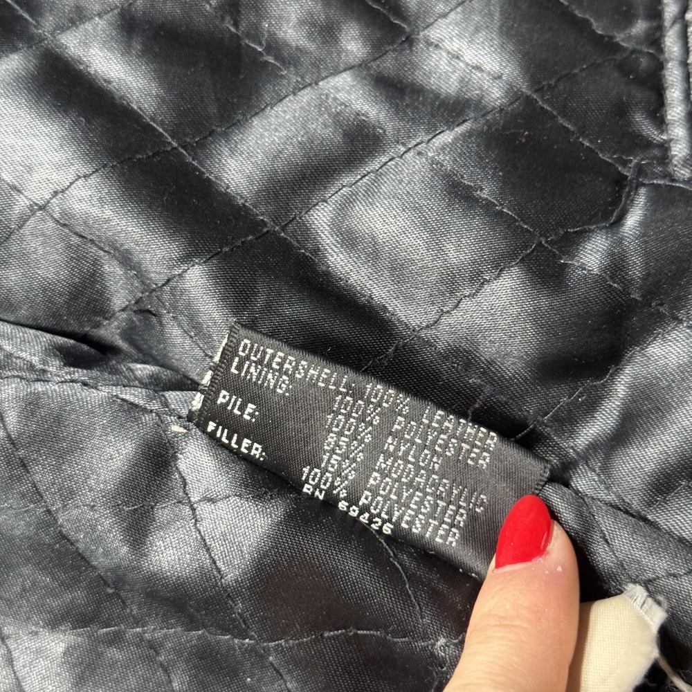 Wilsons Leather Coat Womens XL Black Belted Faux Shearling Zip Y2K Vintage - Picture 8 of 10
